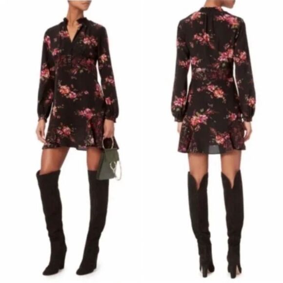 INTERMIX Dresses & Skirts - NWT Intermix Evie Silk Floral Victorian Silk Dress in Black Size 6